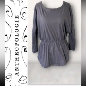 Anthropologie Postmark gray 3/4 dolman sleeve peplum cinched elastic waist top